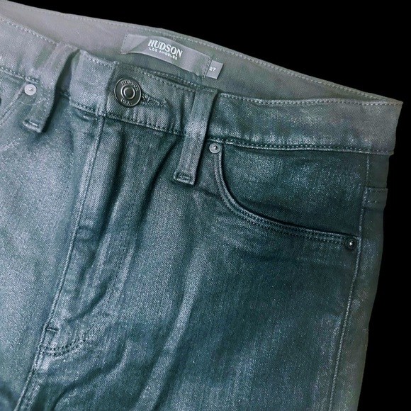 NWOT Hudson Jeans ‘Barbara High-Rise Super Skinny Ankle Jean’ in “Noir Coated” - Picture 6 of 16